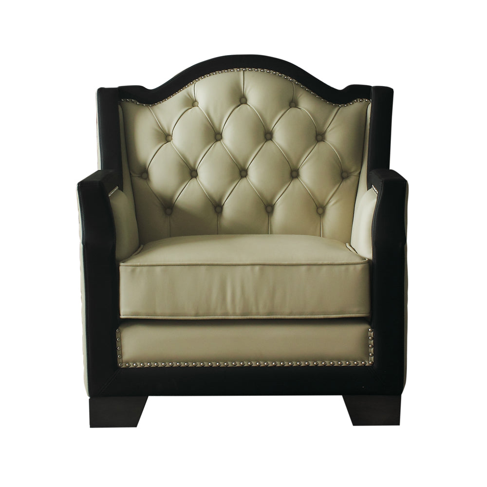 House Beige Synthetic Leather , Black Synthetic Leather & Charcoal Finish Beatrice Chair