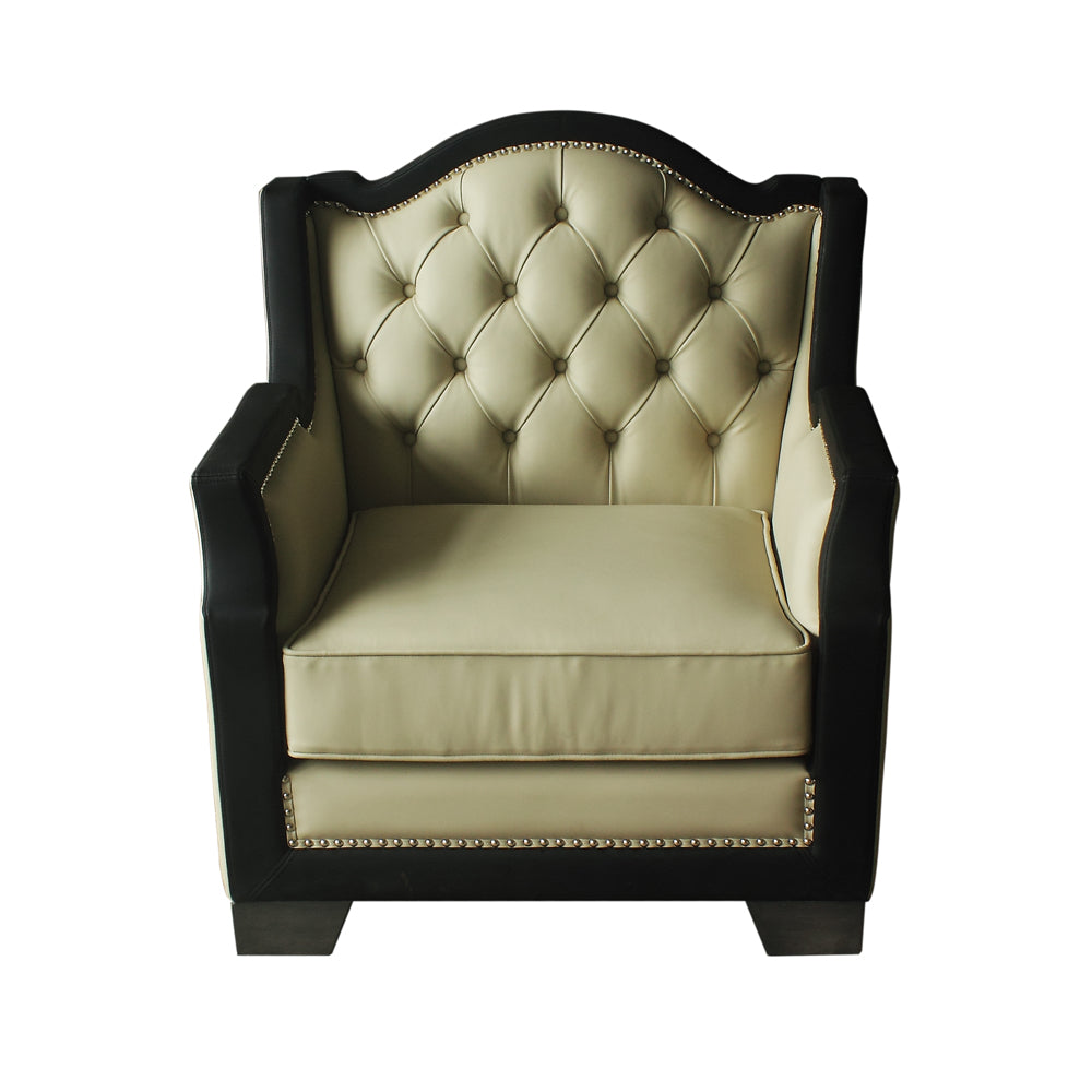 House Beige Synthetic Leather , Black Synthetic Leather & Charcoal Finish Beatrice Chair