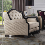 House Beige Synthetic Leather , Black Synthetic Leather & Charcoal Finish Beatrice Chair