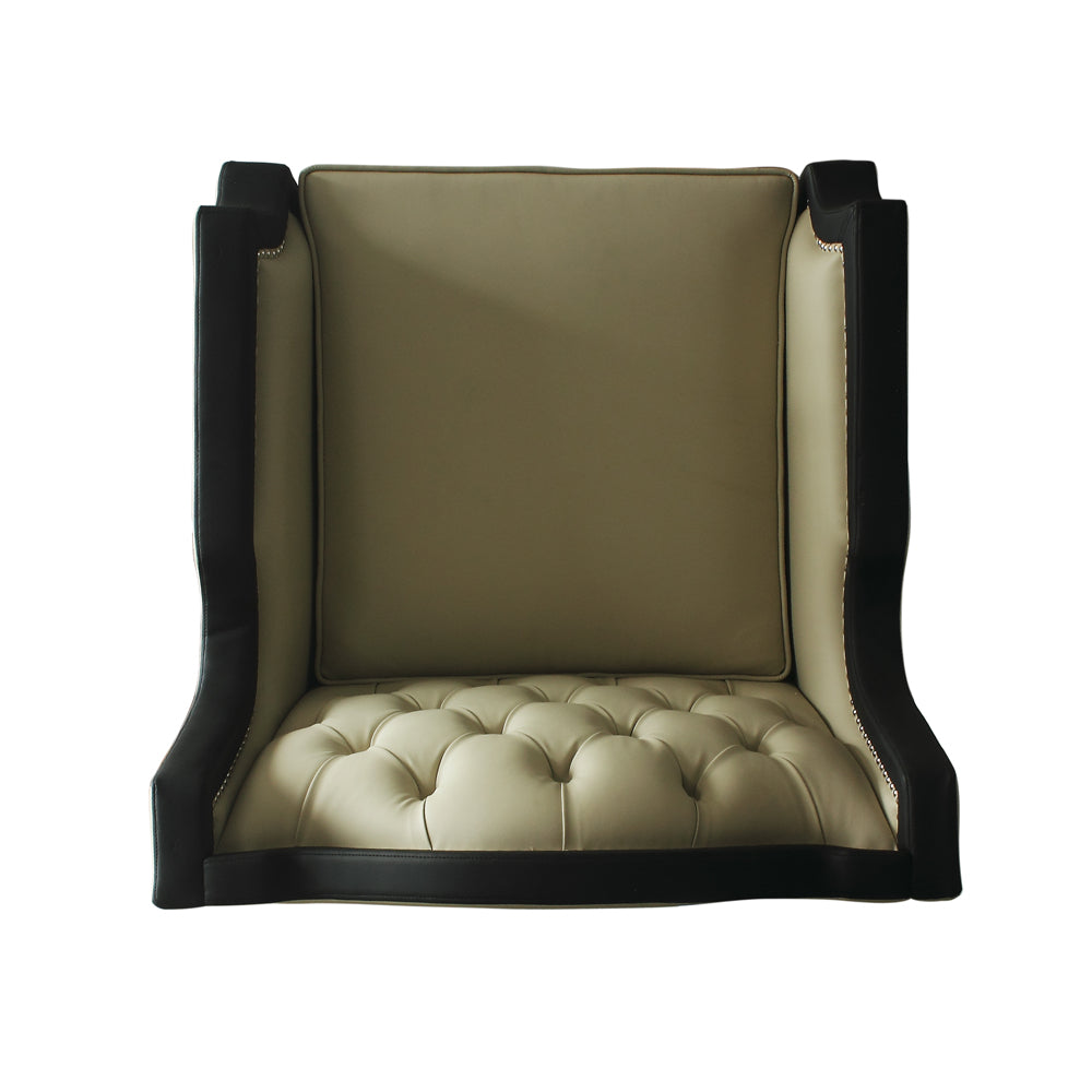 House Beige Synthetic Leather , Black Synthetic Leather & Charcoal Finish Beatrice Chair