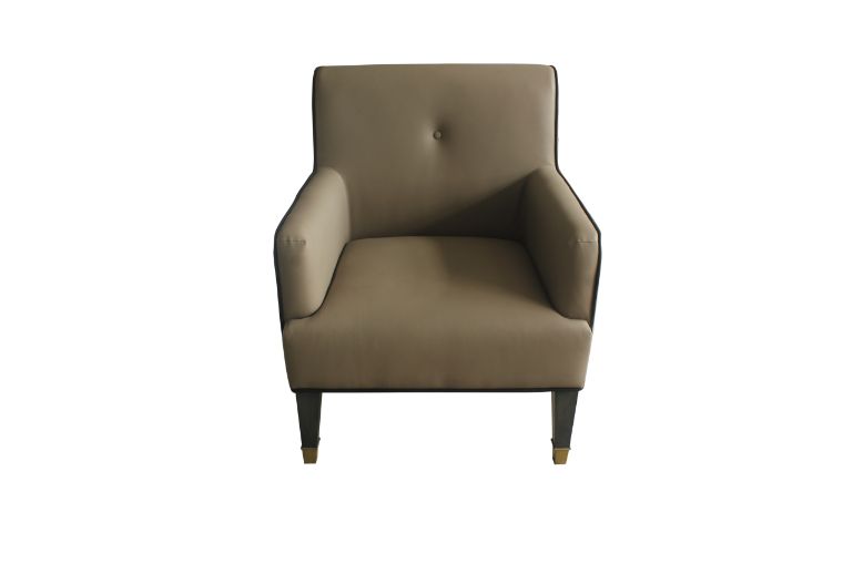 House Tan Synthetic Leather & Charcoal Finish Beatrice Accent Chair