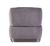 Decapree Antique Slate Top Grain Leather & Gray Velvet Accent Chair