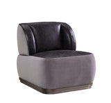 Decapree Antique Slate Top Grain Leather & Gray Velvet Accent Chair