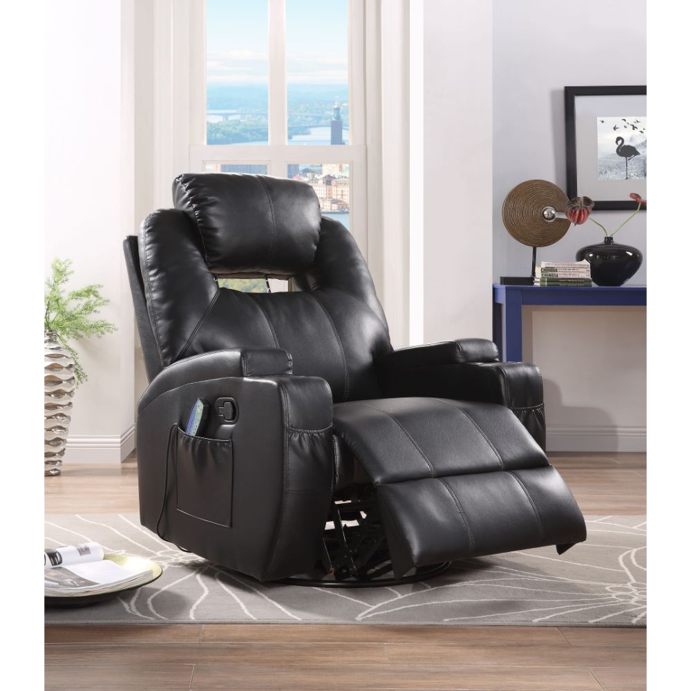 Waterlily Black Synthetic Leather Rocker Recliner