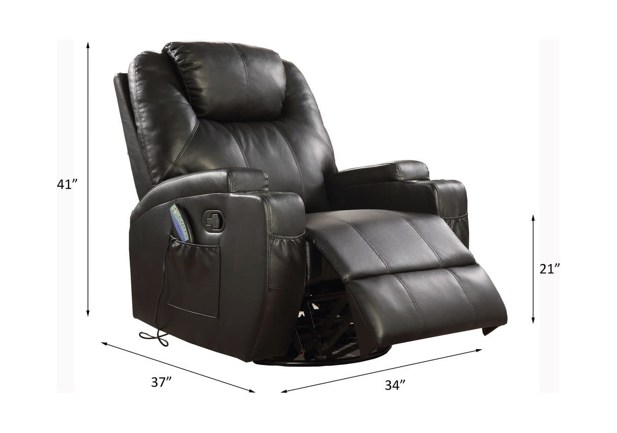 Waterlily Black Synthetic Leather Rocker Recliner