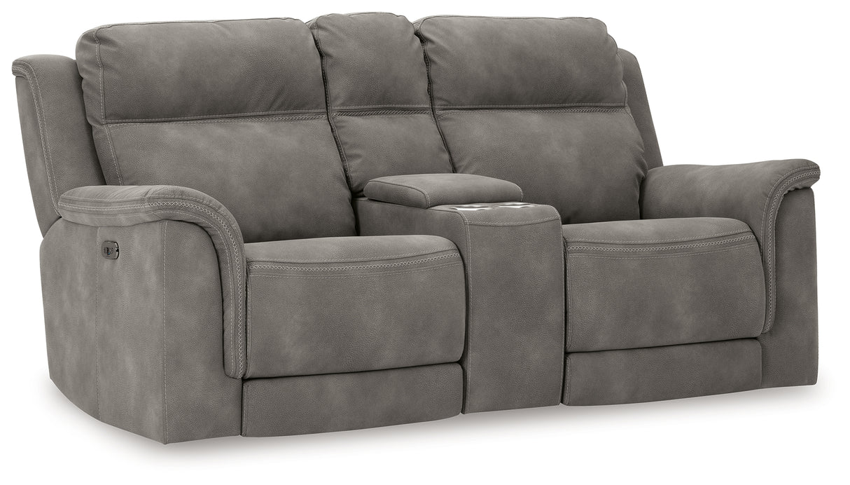 Next-Gen Slate Durapella Power Reclining Loveseat With Console