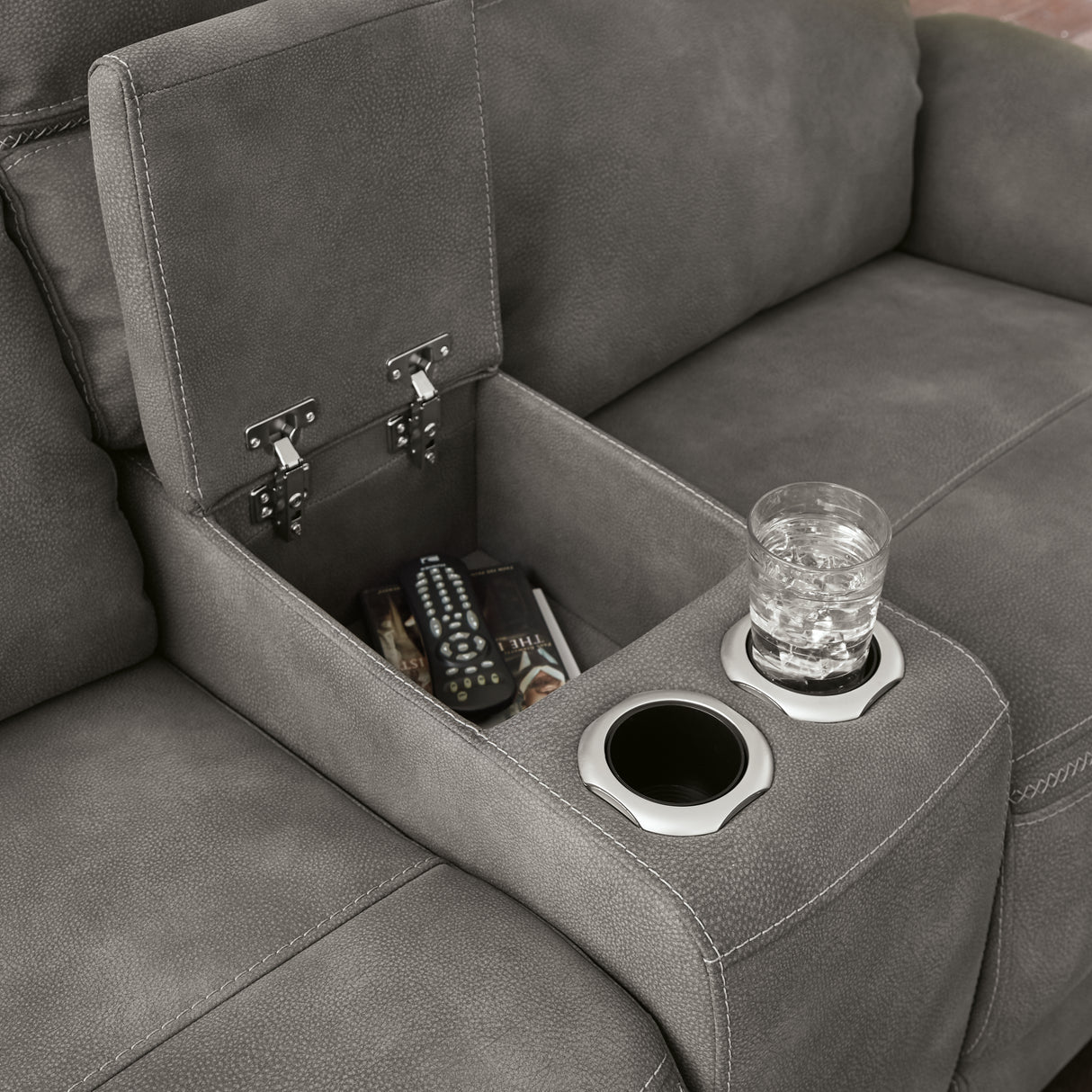 Next-Gen Slate Durapella Power Reclining Loveseat With Console