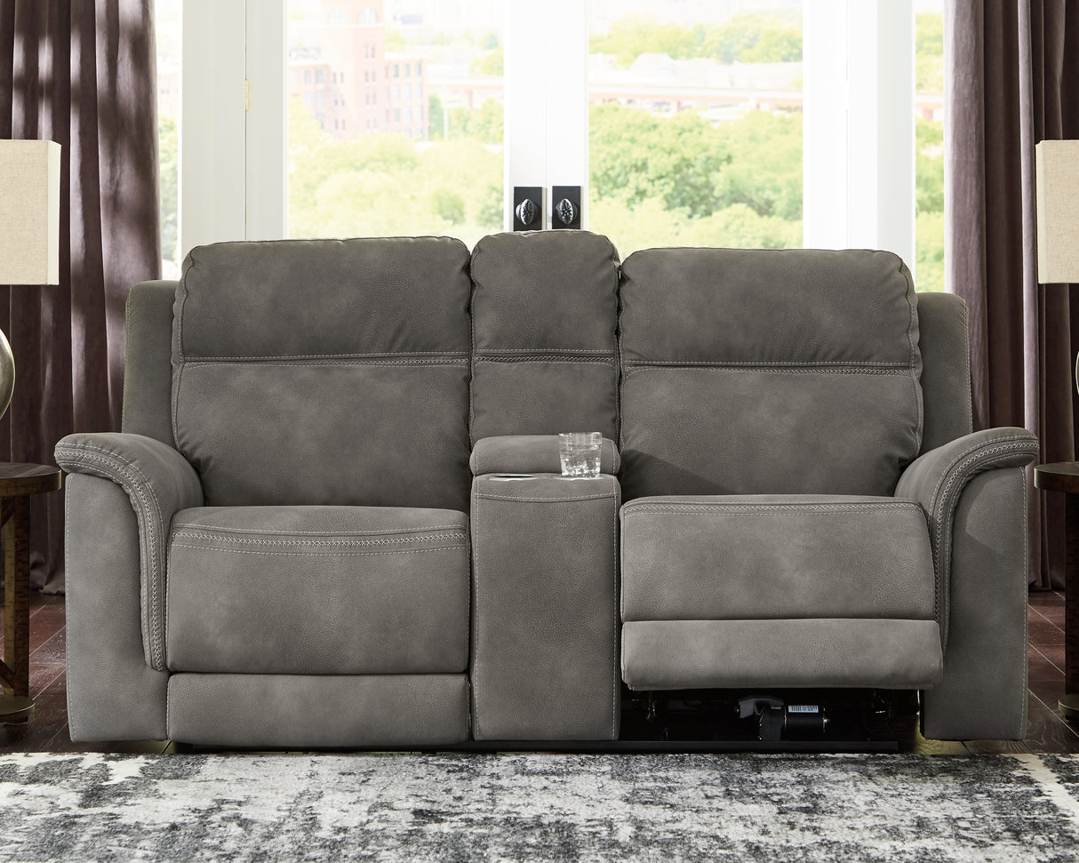 Next-Gen Slate Durapella Power Reclining Loveseat With Console