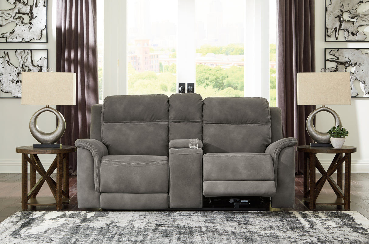 Next-Gen Slate Durapella Power Reclining Loveseat With Console