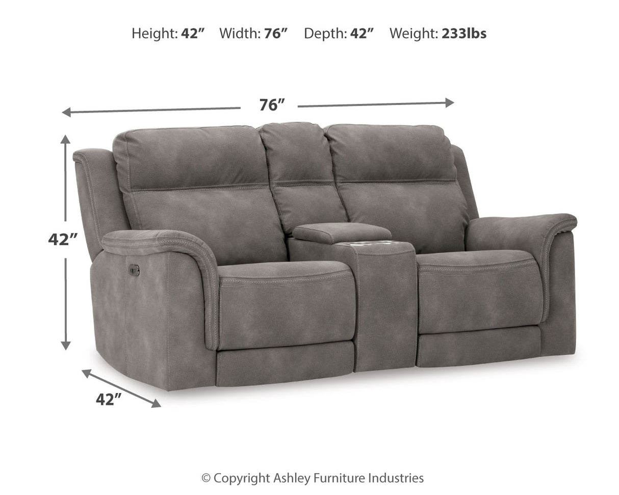 Next-Gen Slate Durapella Power Reclining Loveseat With Console