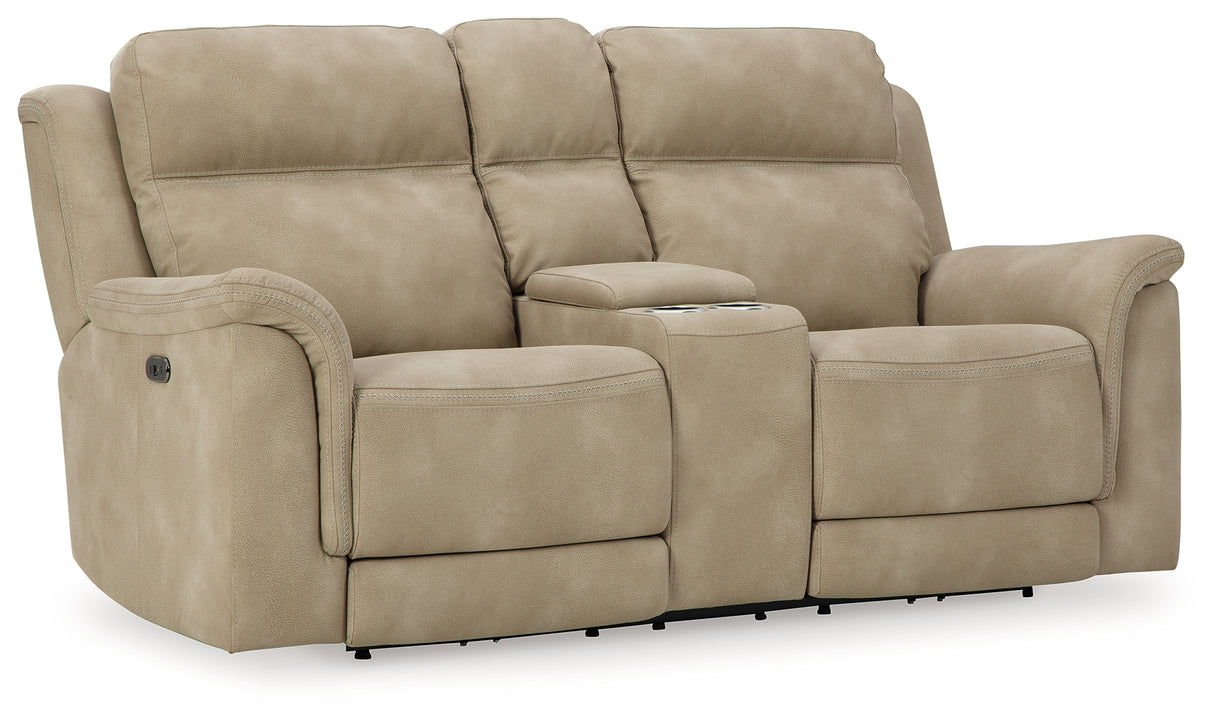 Next-Gen Sand Durapella Power Reclining Loveseat With Console