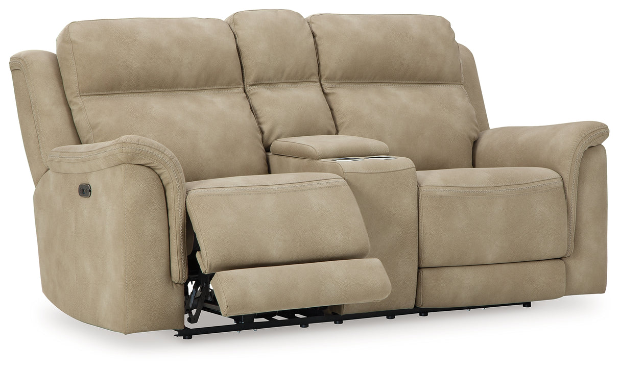 Next-Gen Sand Durapella Power Reclining Loveseat With Console