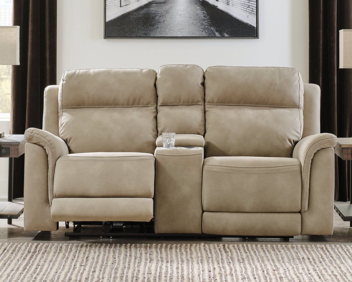 Next-Gen Sand Durapella Power Reclining Loveseat With Console