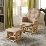 Rehan Taupe Microfiber & Natural Oak Finish Accent Chair