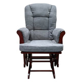 Aeron Gray Microfiber & Cherry Finish Accent Chair