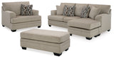 Stonemeade Taupe Sofa Chaise, Oversized Chair, And Ottoman