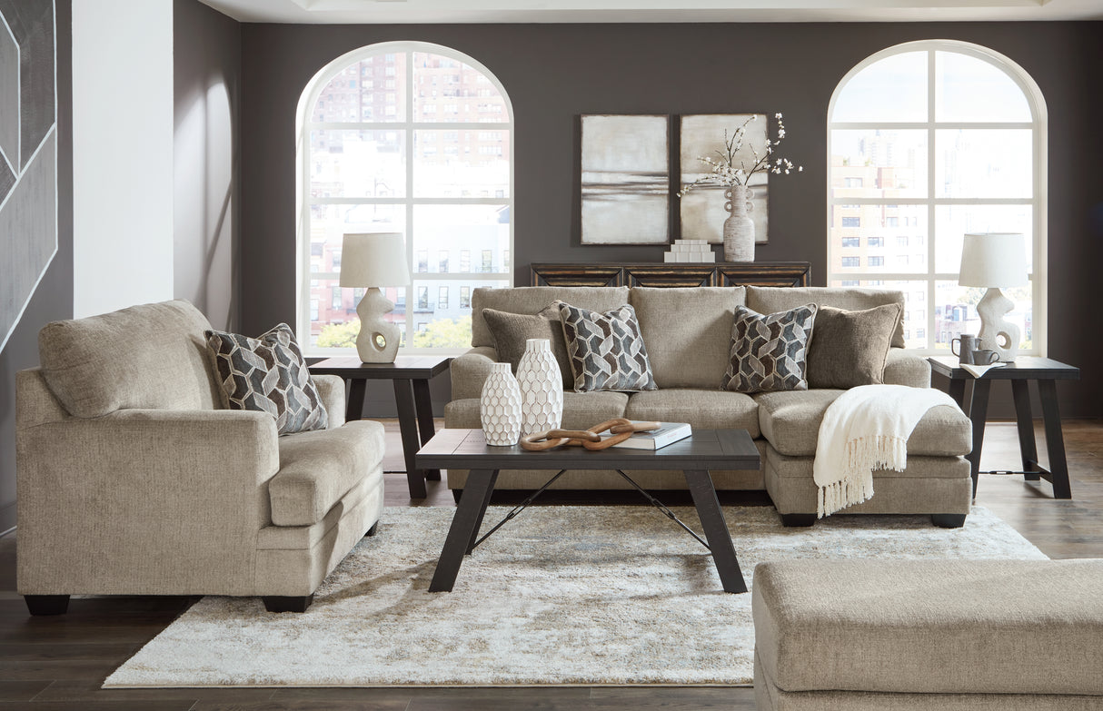 Stonemeade Taupe Sofa Chaise, Oversized Chair, And Ottoman