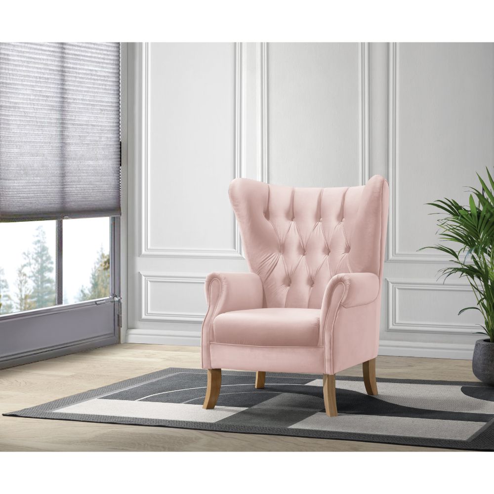 Adonis Blush Pink Velvet Accent Chair