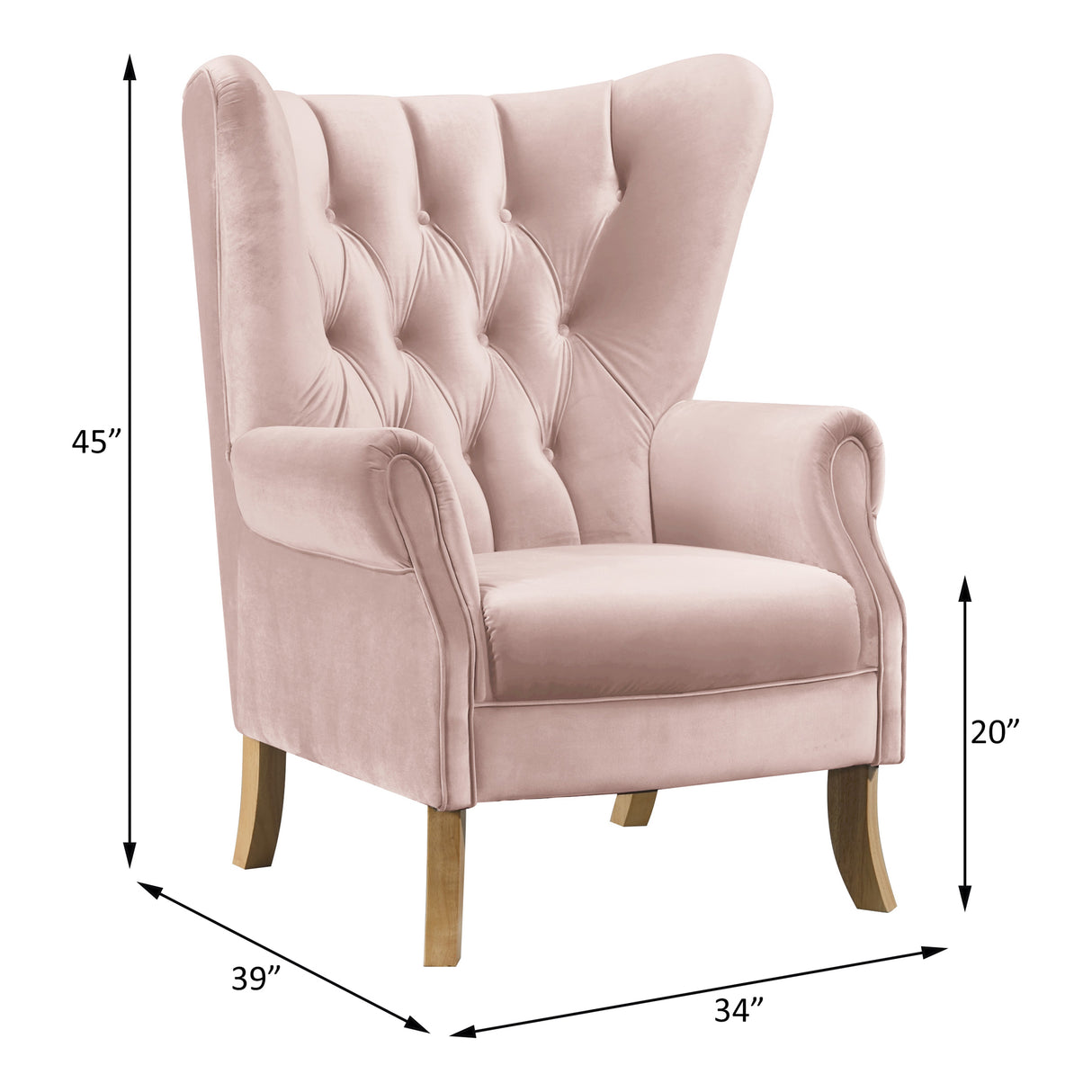 Adonis Blush Pink Velvet Accent Chair