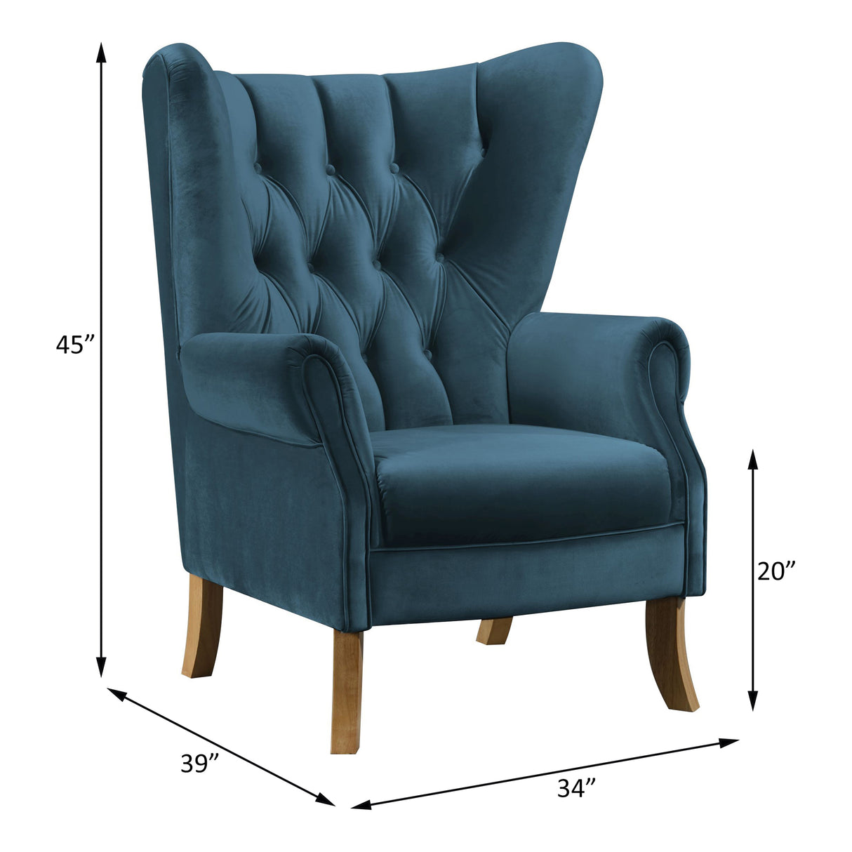 Adonis Azure Blue Velvet Accent Chair