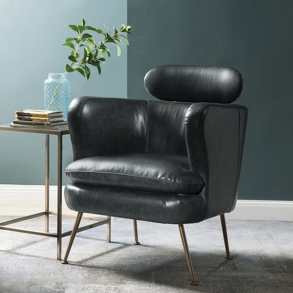 Phelan Dark Gray Synthetic Leather Accent Chair