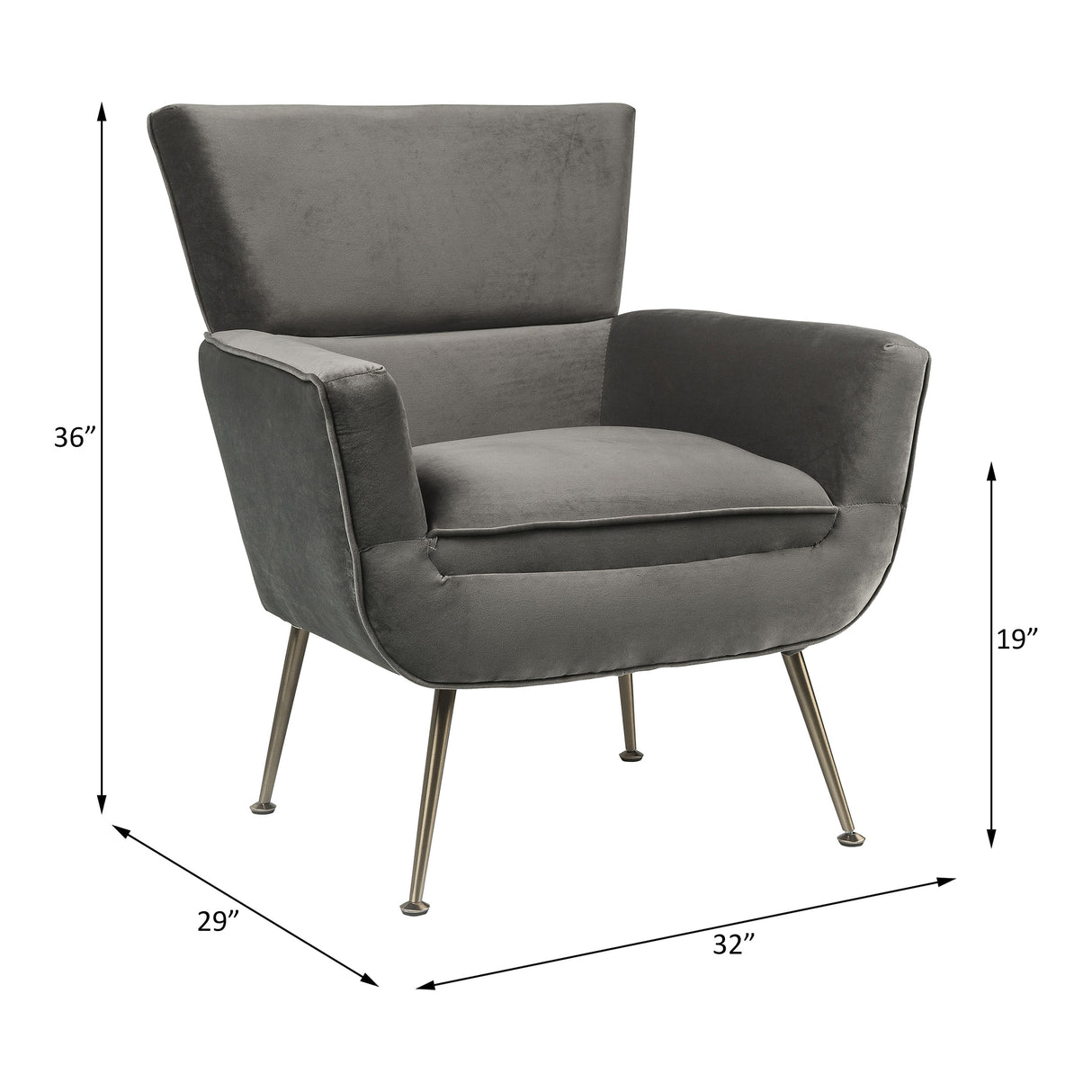 Varik Gray Velvet Accent Chair