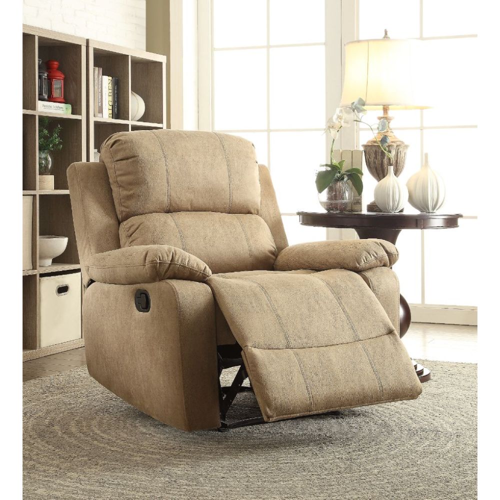 Bina Light Brown Polished Microfiber Recliner