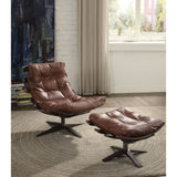 Gandy Retro Brown Top Grain Leather Accent Chair