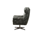 Asotin Vintage Black Top Grain Leather Accent Chair