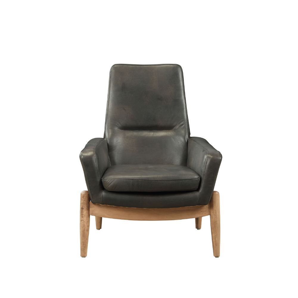 Dolphin Black Top Grain Leather Accent Chair