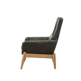 Dolphin Black Top Grain Leather Accent Chair