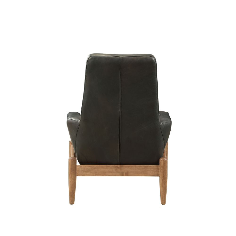 Dolphin Black Top Grain Leather Accent Chair