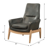 Dolphin Black Top Grain Leather Accent Chair