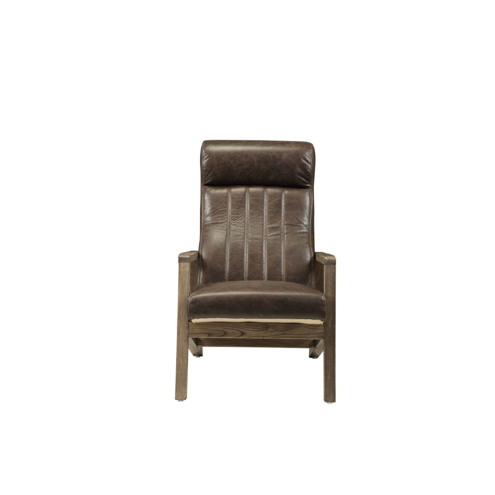 Emint Distress Chocolate Top Grain Leather Accent Chair