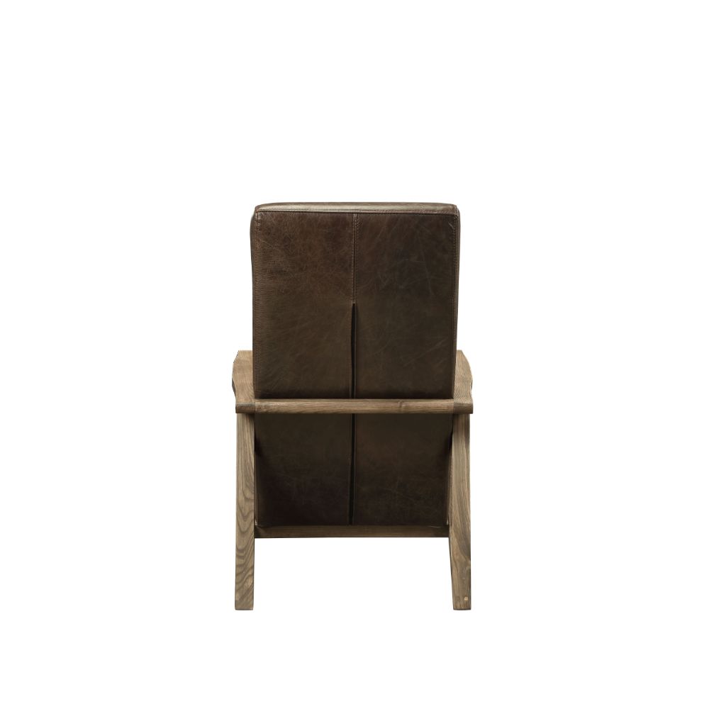 Emint Distress Chocolate Top Grain Leather Accent Chair