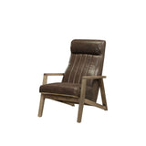 Emint Distress Chocolate Top Grain Leather Accent Chair