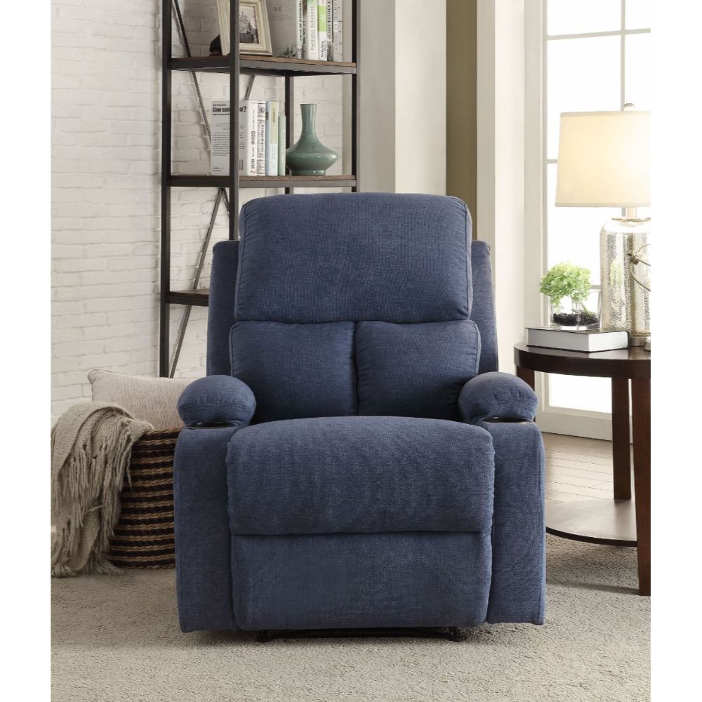 Rosia Blue Velvet Recliner