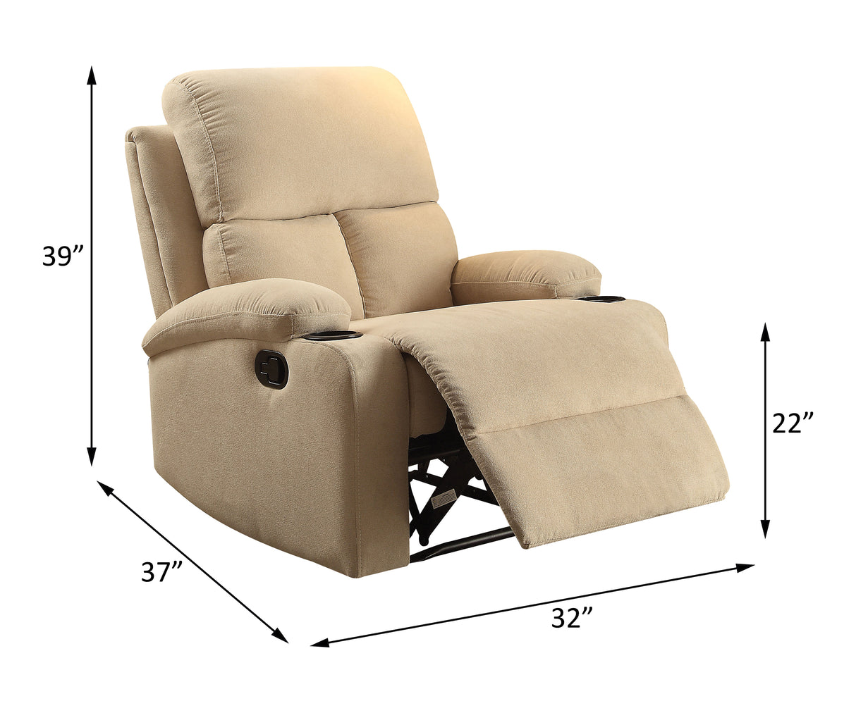 Rosia Beige Velvet Recliner