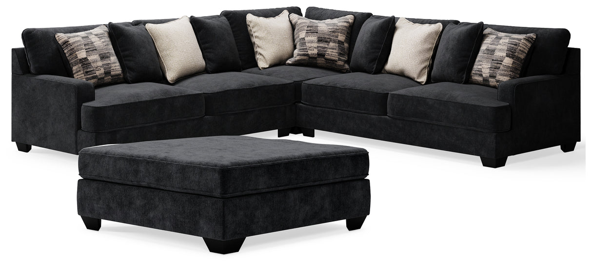 Lavernett 3-Piece Sectional and Oversized Ottoman