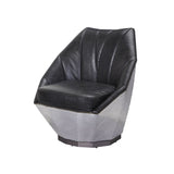 Brancaster Distress Espresso Top Grain Leather & Aluminum Accent Chair