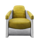 Brancaster Yellow Top Grain Leather & Aluminum Accent Chair