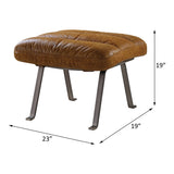 Bison Toffee Top Grain Leather Ottoman