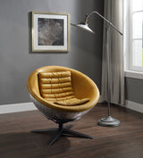 Brancaster Turmeric Top Grain Leather & Aluminum Accent Chair