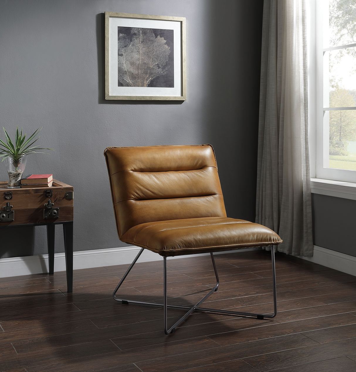 Balrog Saddle Brown Top Grain Leather Accent Chair