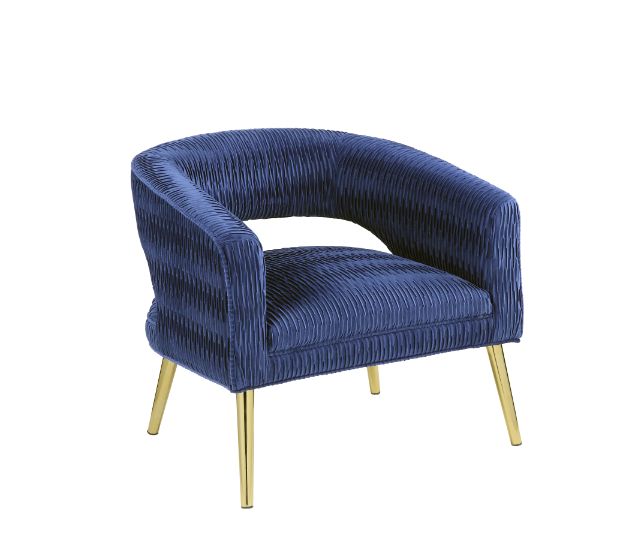 Aistil Blue Velvet & Gold Finish Accent Chair