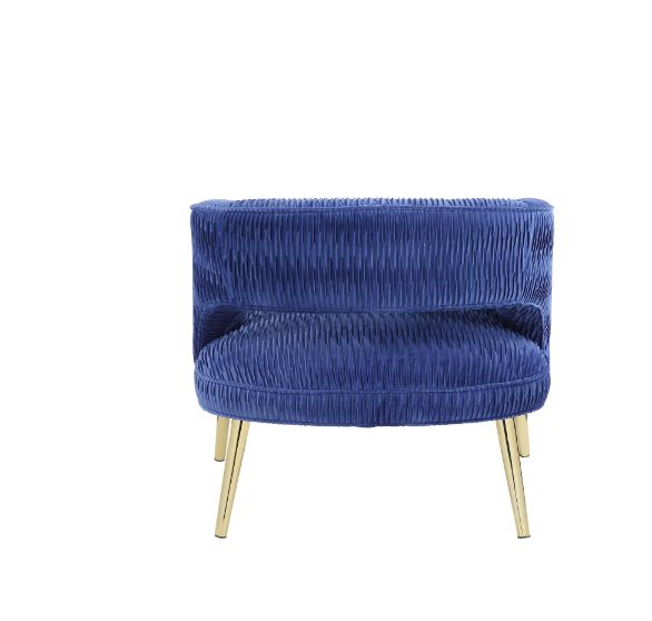 Aistil Blue Velvet & Gold Finish Accent Chair