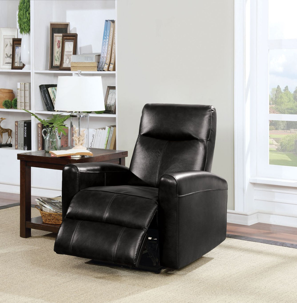 Blane Black Top Grain Leather Match Recliner