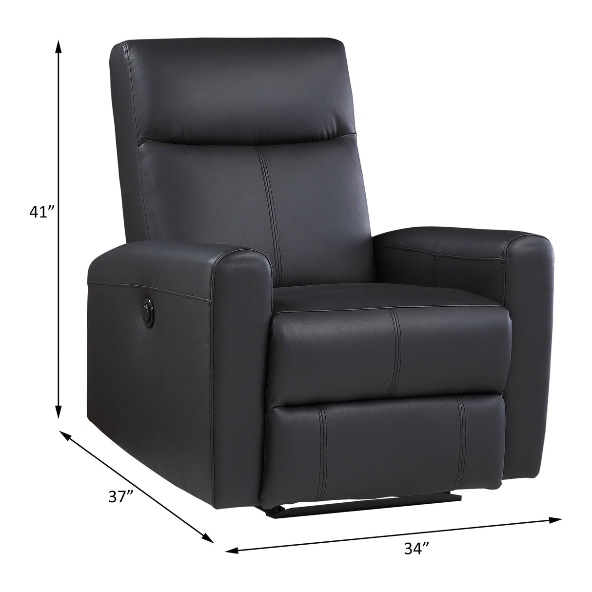 Blane Black Top Grain Leather Match Recliner