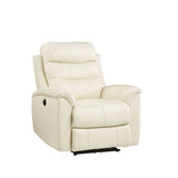 Ava Beige Top Grain Leather Match Recliner