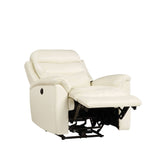 Ava Beige Top Grain Leather Match Recliner